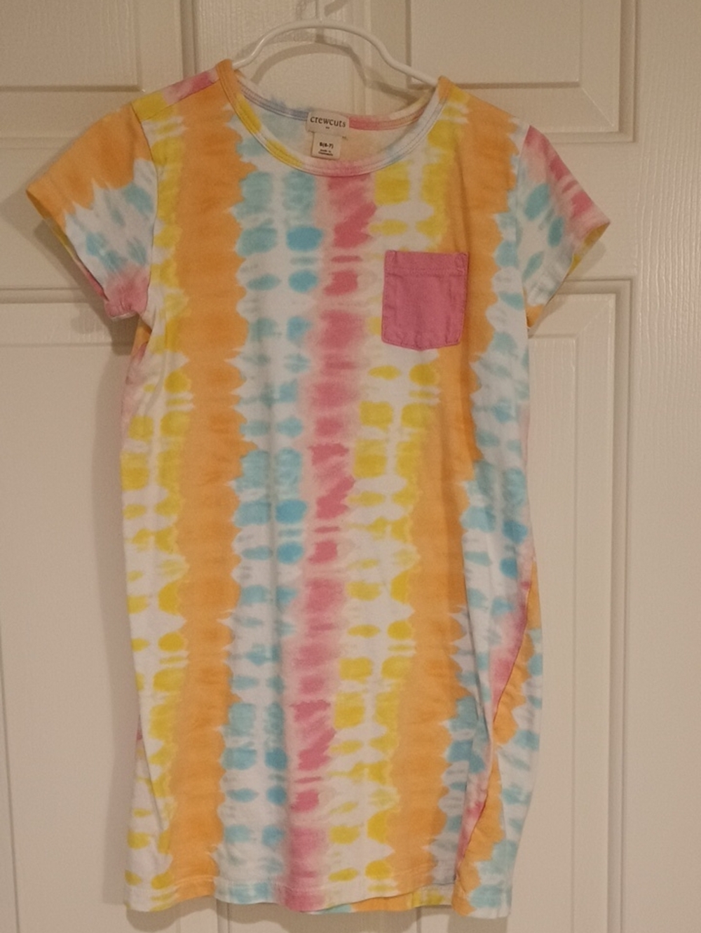 Crewcuts Girls Tie-Dye Stripe Dress in Yellow, Blue, Pink